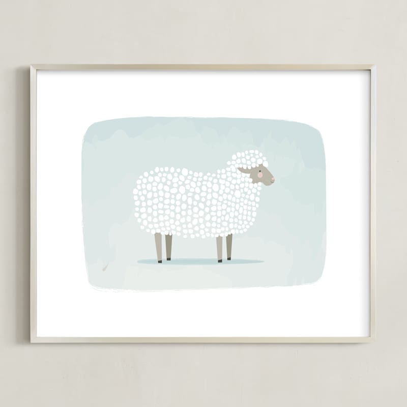 "woolly sheep" - Art Print in sky by Karidy Walker - Framed
