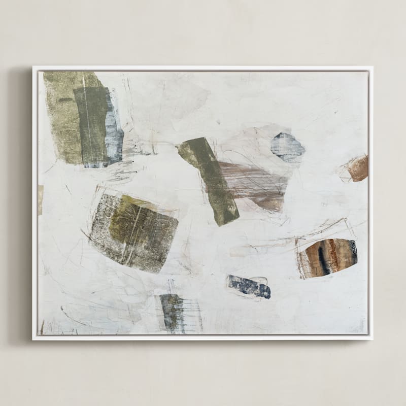 "Woolen" - Art Print in Olive by Jennifer Daily - Framed Canvas