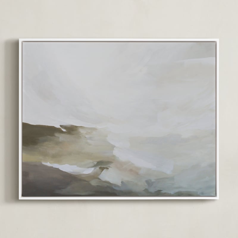 "Plains Abstract Acrylic" - Art Print in Nuetrals by Lauren Elise Fuhr - Framed Canvas