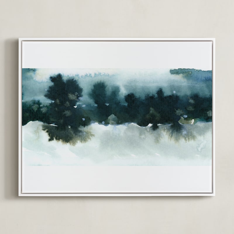 "Night Falling" - Art Print in Lagoon by Lindsay Megahed - Framed Canvas
