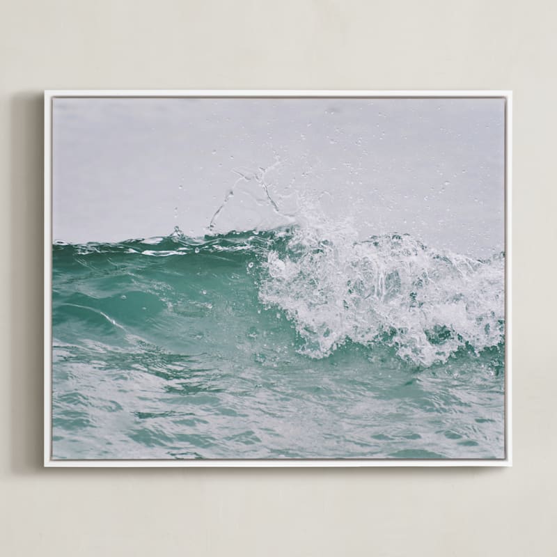 "Sea of Glass" - Art Print in Sagey Teal by Charlotte Mello Stevenson - Framed Canvas