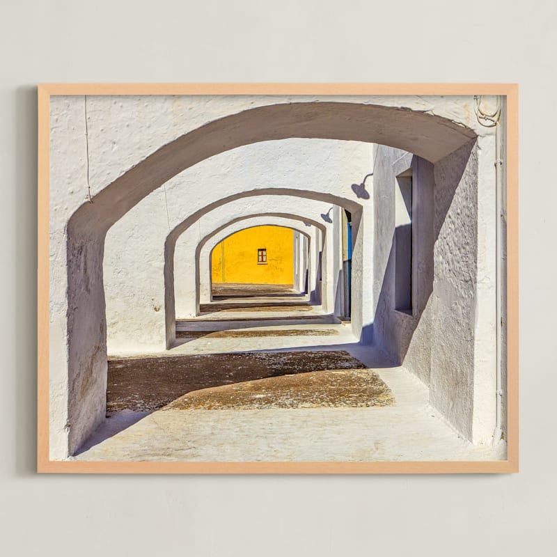 "Arches of Santorini" - Art Print in Lemon Yellow by Pamela Viola - Framed