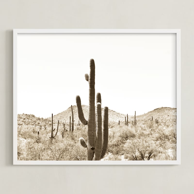 "Cacti V" - Art Print in Dust by Lisa Assenmacher - Framed