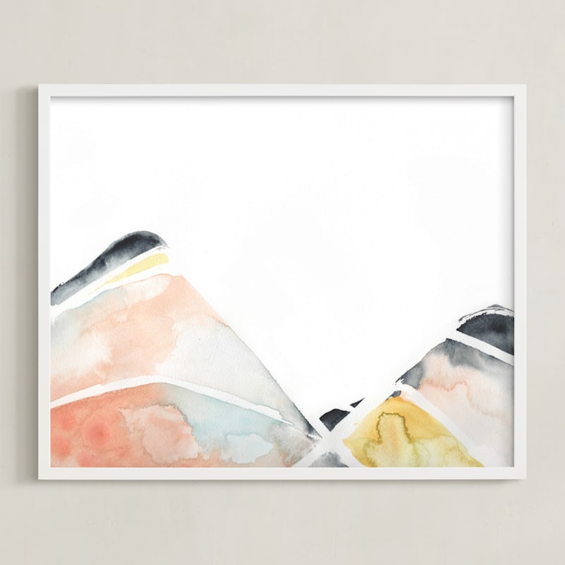 "Above the Horizon" - Art Print in Dusty Peach by Christi Parks - Framed