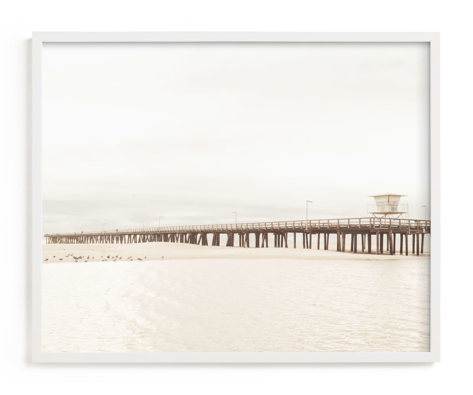"Stormy Pier" - Limited Edition Art Print by Kamala Nahas in beautiful frame options and a variety of sizes.