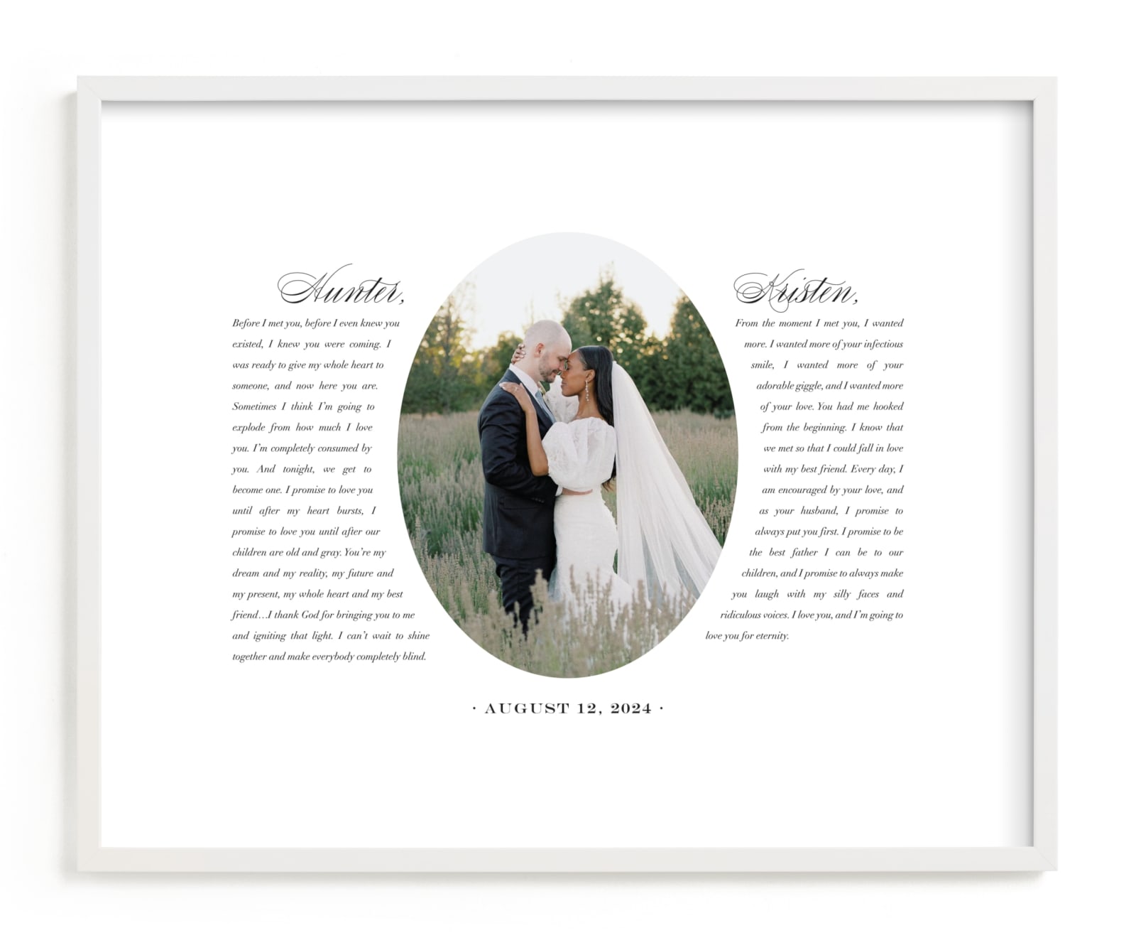"Our Vows" - Custom Photo Art by Sarah Curry in beautiful frame options and a variety of sizes.