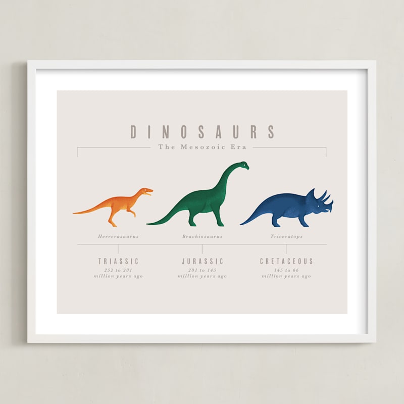"Dino Timeline" - Art Print in Multicolor by Ashley Presutti Beasley - Framed