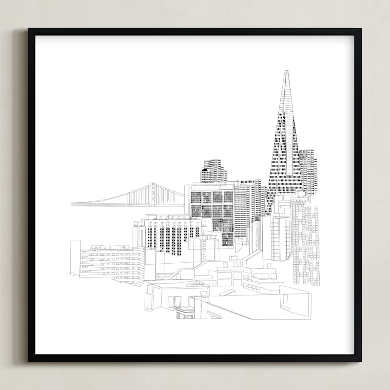 "San Francisco" - Art Print in Jet black by Neeta Sawhney - Framed