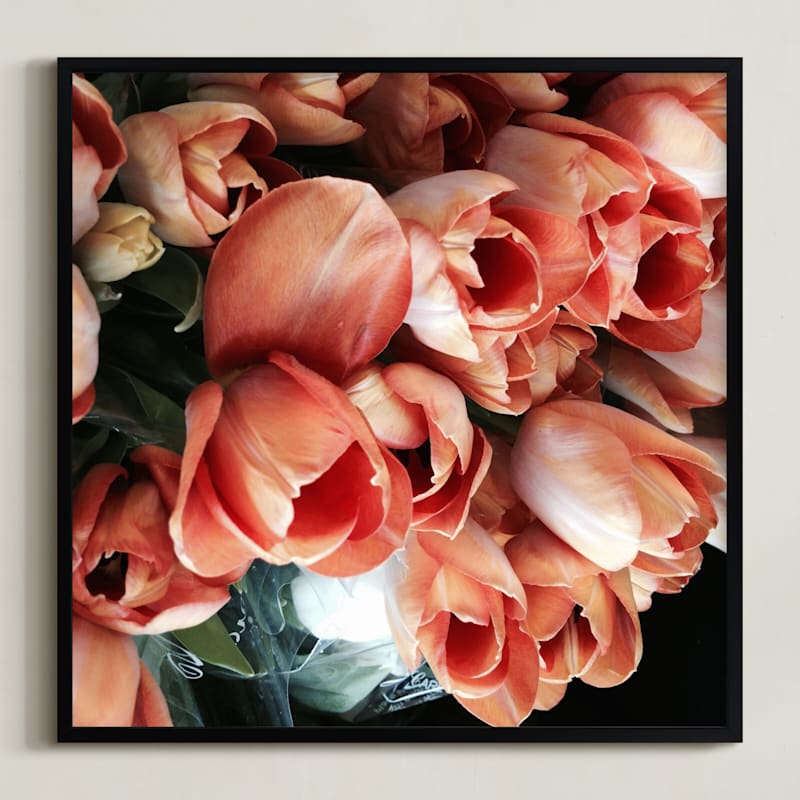 "Tulips Tulips Tulips" - Art Print in orange off by Sea and Sky - Framed