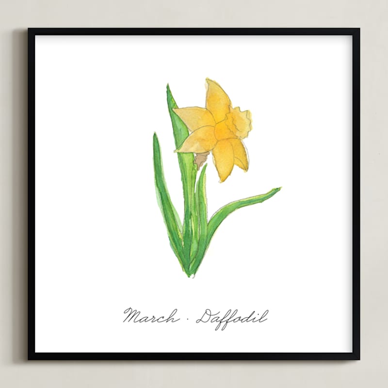 "March Daffodil" - Art Print in Daffodil by Liz Conley - Framed