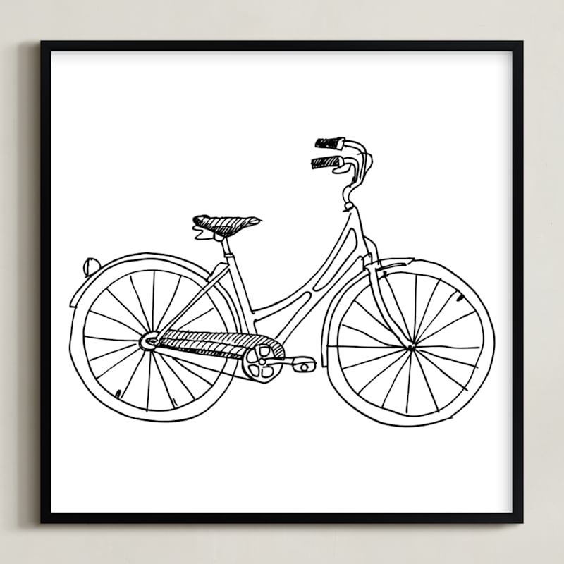 "bicycle" - Art Print in black by Phrosné Barwood - Framed