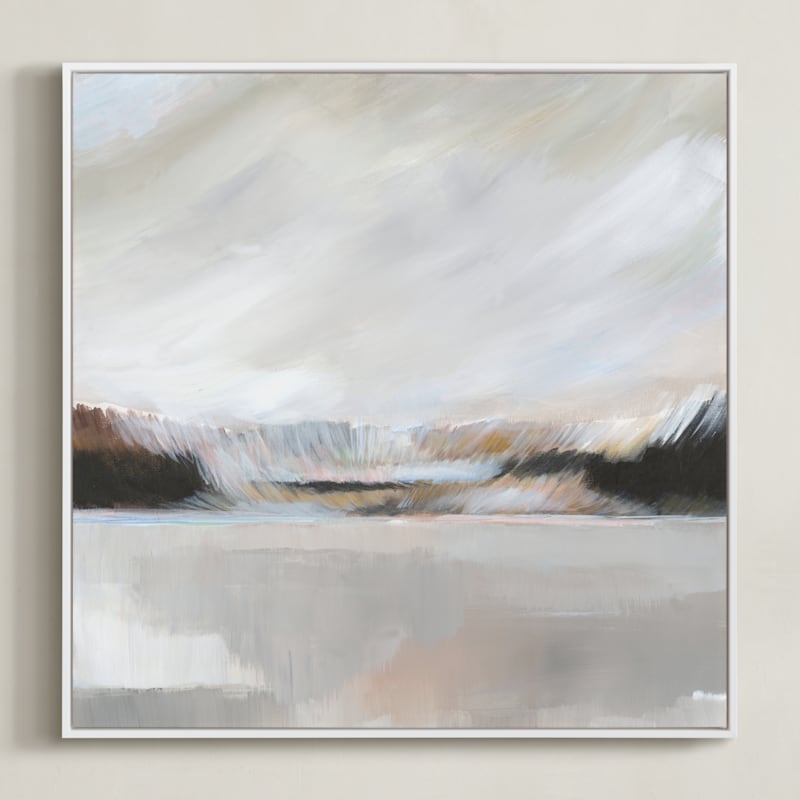 "Misty Beaches I" - Art Print in Misty Grey by AlisonJerry - Framed Canvas