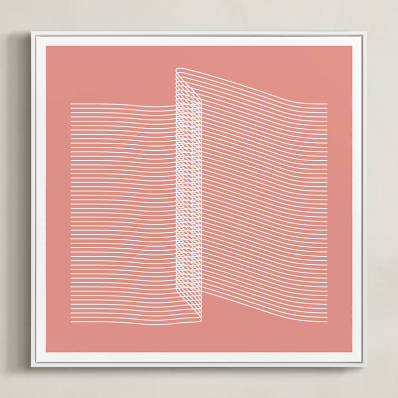 "Pink and Lines rigth" - Art Print in coral pink by Marco Berrios - Framed Canvas