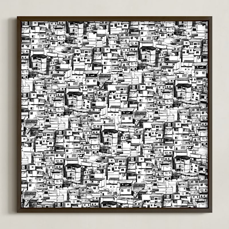 "Hillside" - Art Print in Ink by Elizabeth Kunkle - Framed