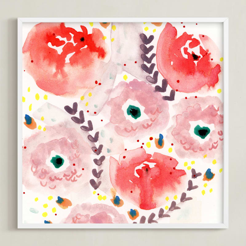 "Wildflower Bundle" - Art Print in Blush by Lindsay Megahed - Framed