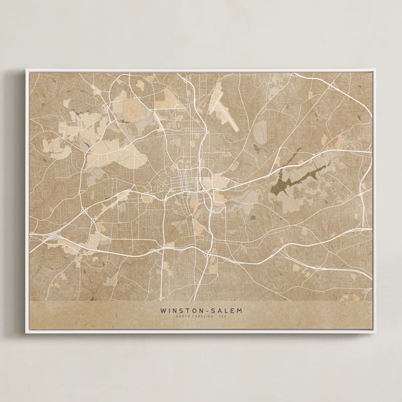 Vintage-looking map of Winston-Salem NC