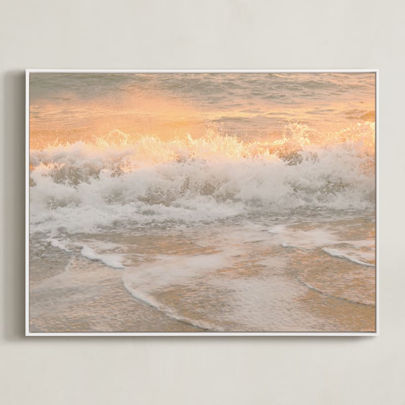 "Morning Magic" - Art Print in Golden Peach by Charlotte Mello Stevenson - Framed Canvas
