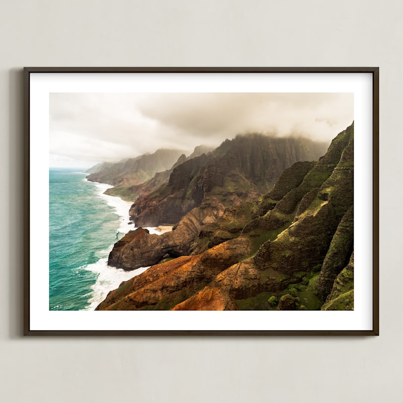 "Na Pali Coast, Kauai, HI" - Art Print in White by TImothy Mollen - Framed