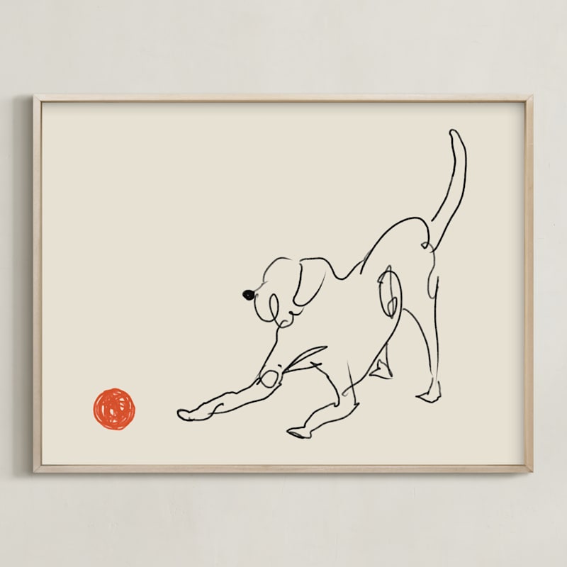 "Let's Play" - Art Print in Sand Beige by Adelyn T. - Framed