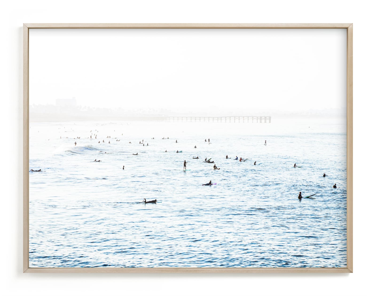 "Pacific Beach Surfers" by LindseyErin in beautiful frame options and a variety of sizes.