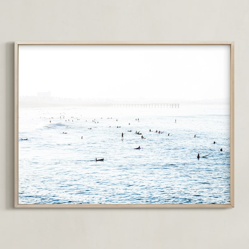 "Pacific Beach Surfers" by LindseyErin in beautiful frame options and a variety of sizes.