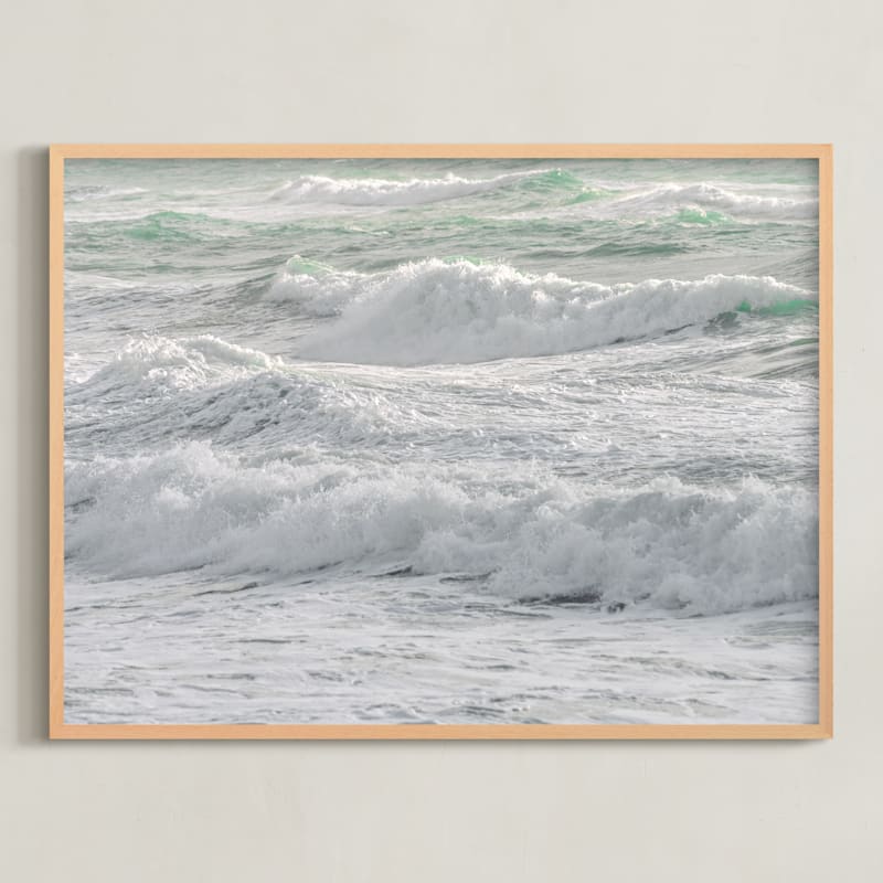"Seaside #50" - Art Print in Wavey Green by Tal Paz-Fridman - Framed