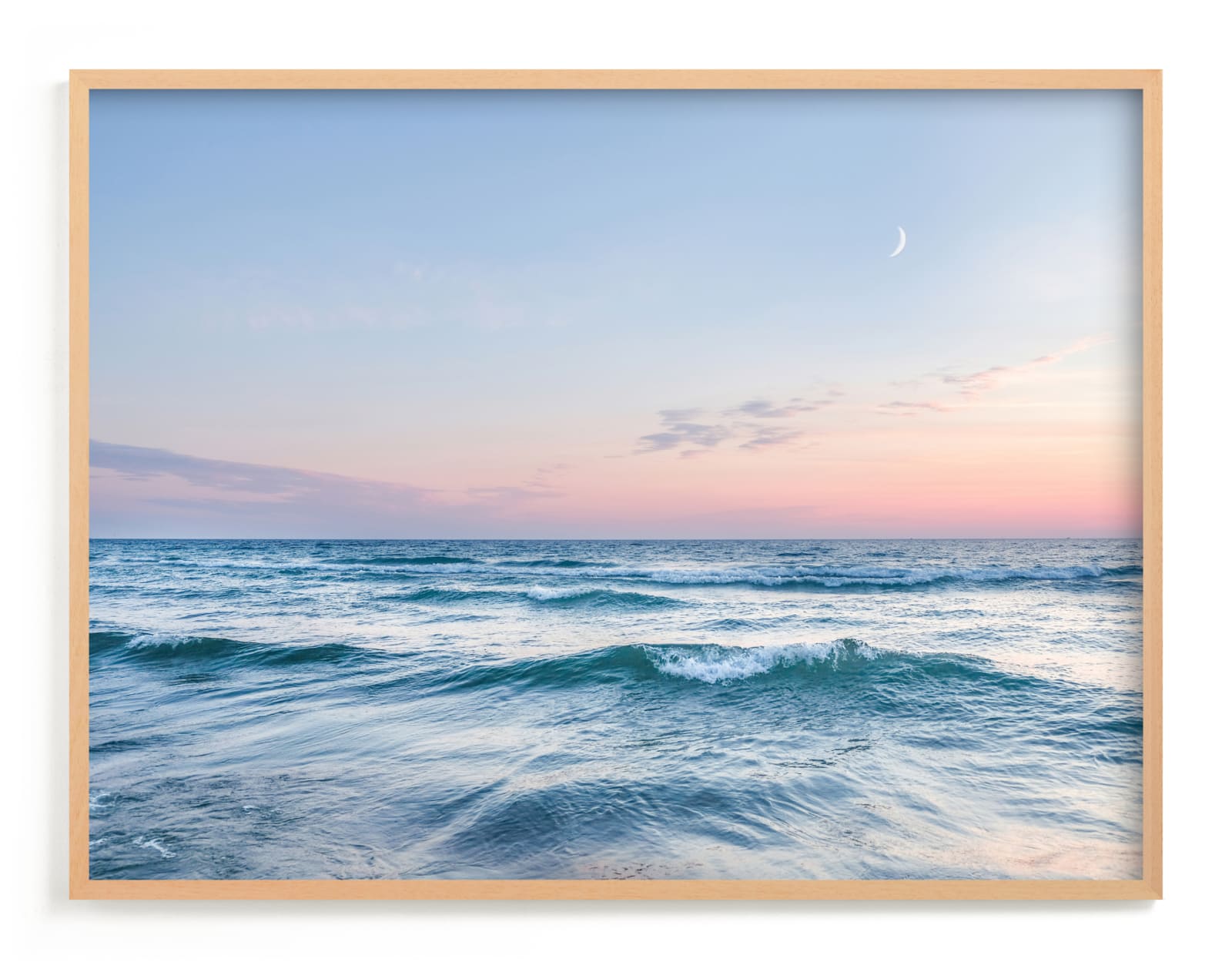 "Moon Lit Sunset Waves" by Jennifer Bush in beautiful frame options and a variety of sizes.