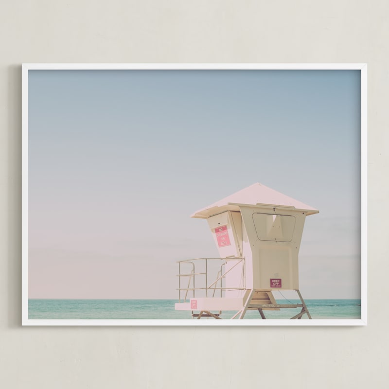"Laguna Beach #1" - Art Print in Blue Blush by Shannon Howard - Framed