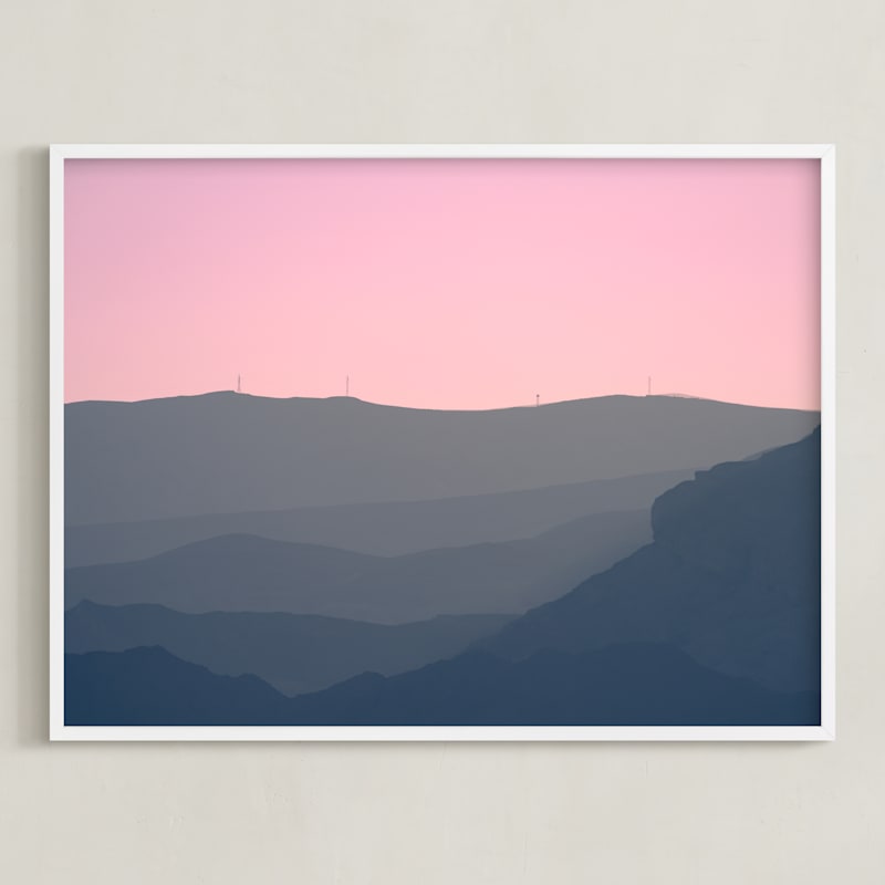 "Mountains of Eilat #1" - Art Print in Sunset Pink by Tal Paz-Fridman - Framed