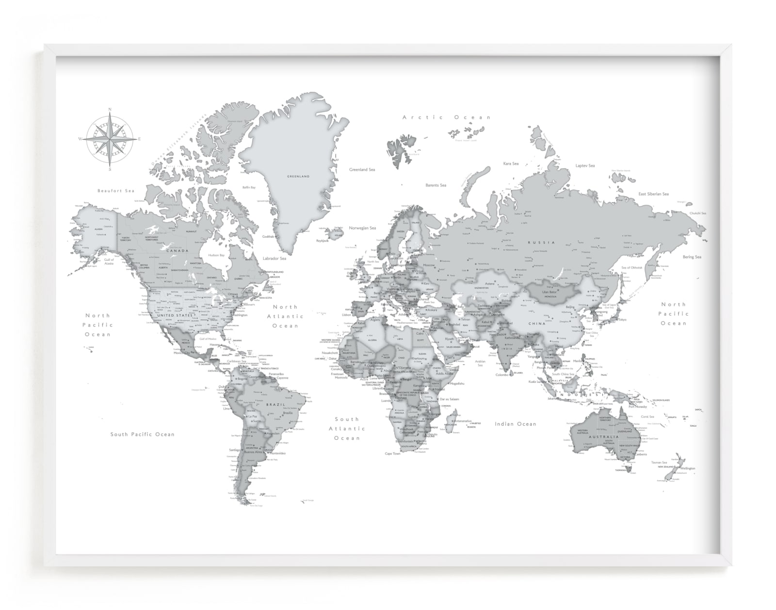 "Dominique world map" by Rosana Laiz Blursbyai in beautiful frame options and a variety of sizes.