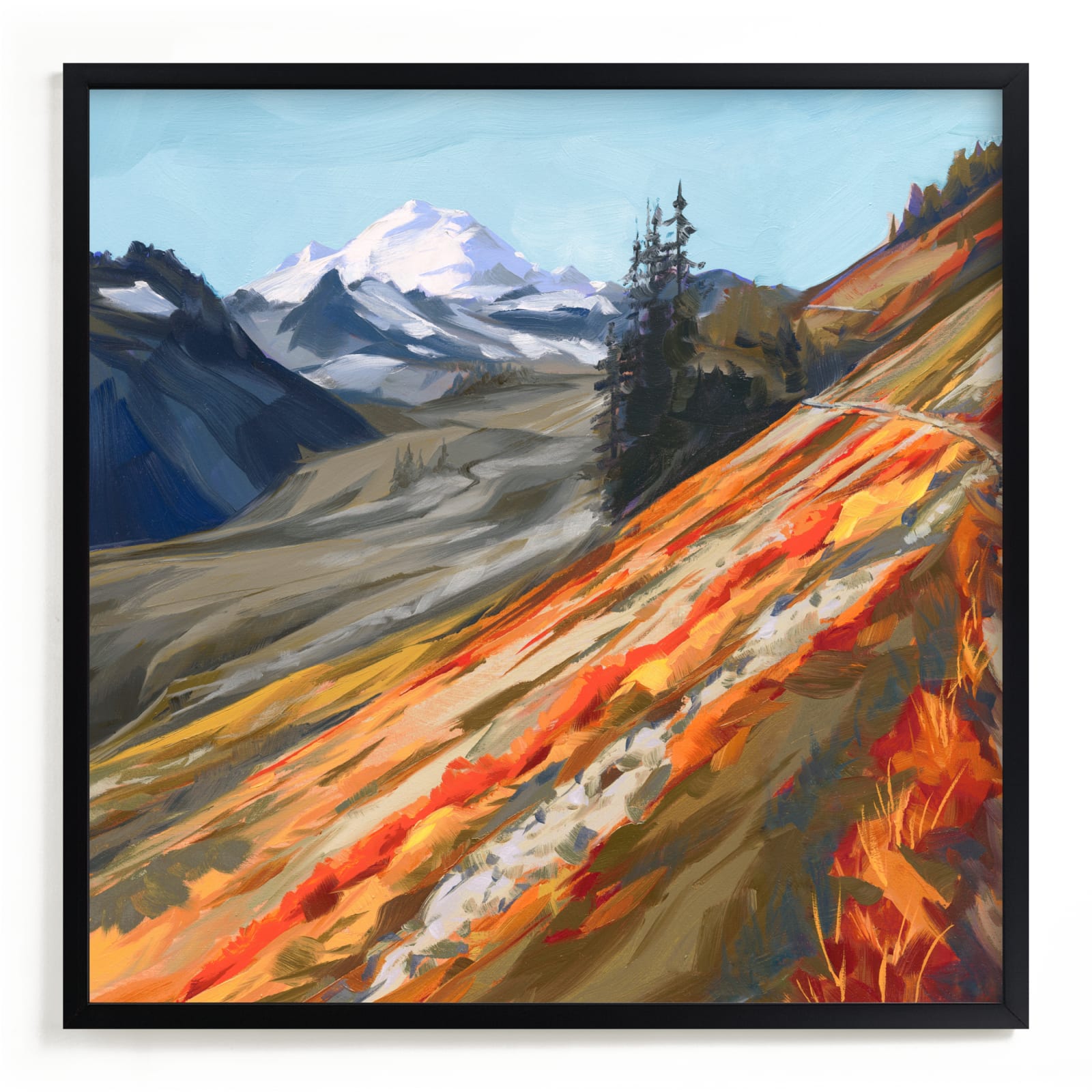 "Mount Baker in Autumn" - Limited Edition Art Print by Khara Ledonne in beautiful frame options and a variety of sizes.