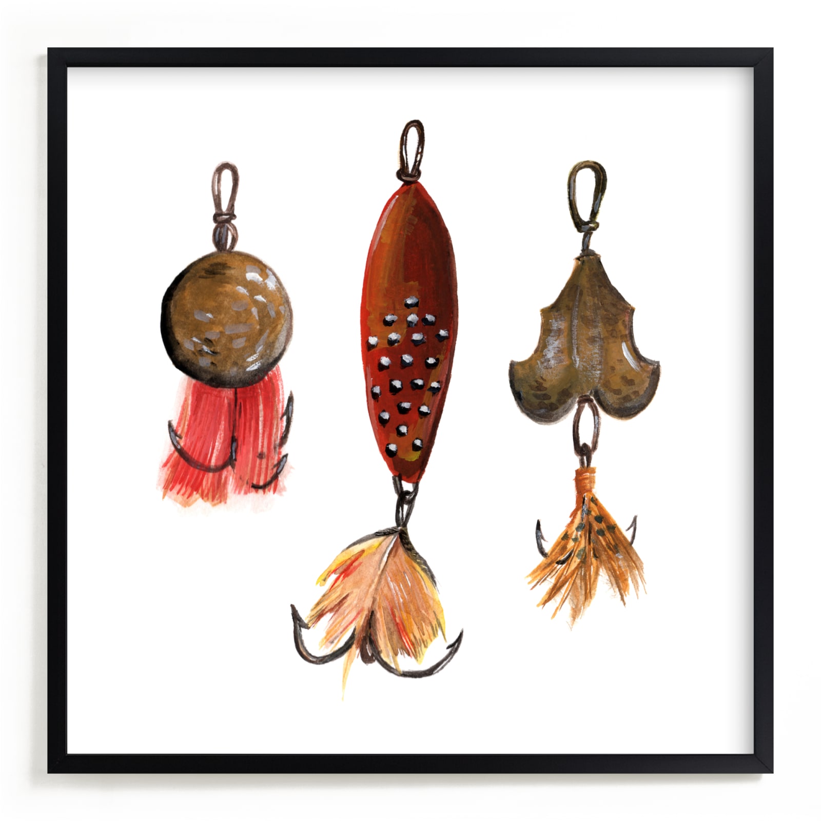 "Fishing Lures No. 1" - Limited Edition Art Print by Tanya Lee of Frooted Design in beautiful frame options and a variety of sizes.