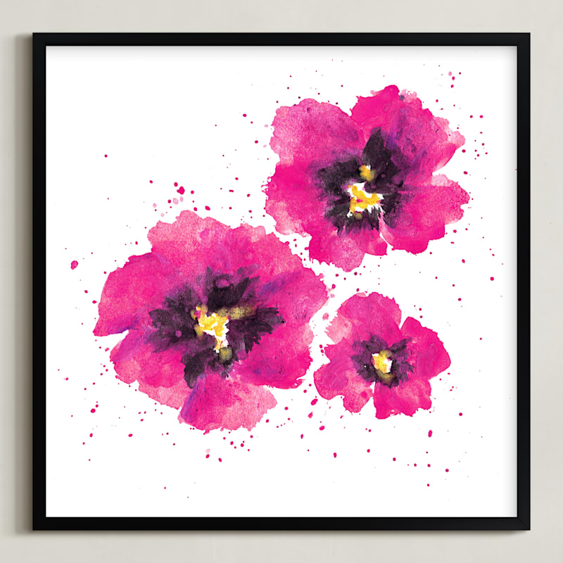 " In Bloom" - Art Print in Magenta Petals by Jacie Morgan - Framed