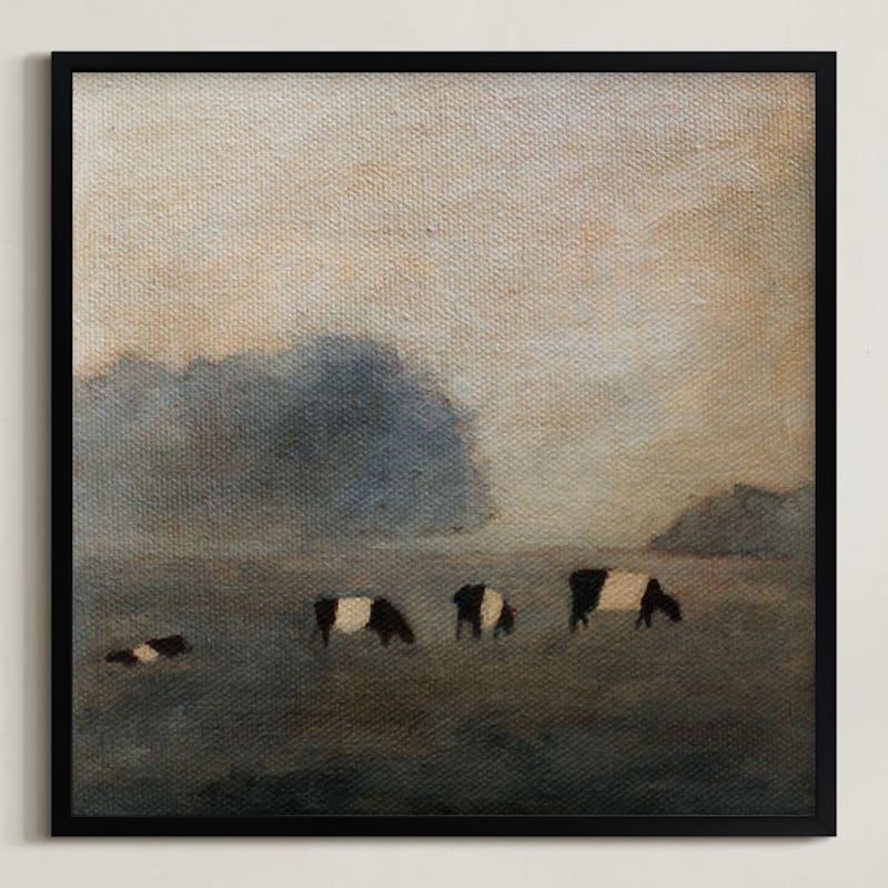 "Cows in the Mist" - Art Print by claire whitehead in beautiful frame options and a variety of sizes.