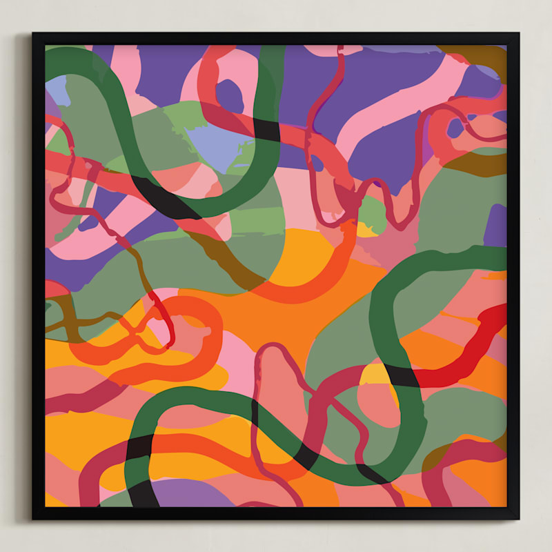 "Colour Play" - Art Print in Nude Pink by Attila - Framed