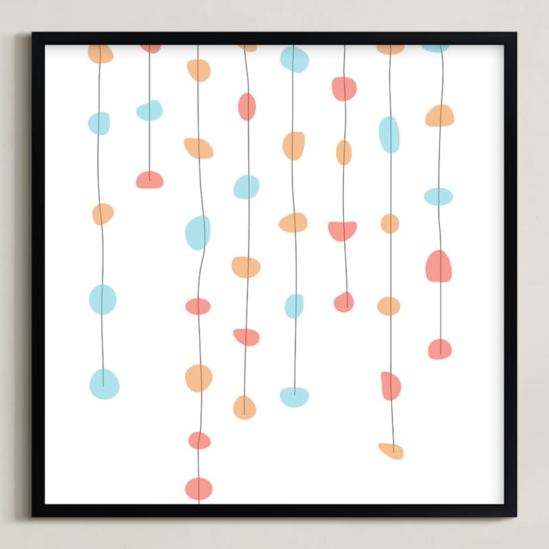 "Hanging Pebbles" - Art Print in Light red by Elaine Stephenson - Framed
