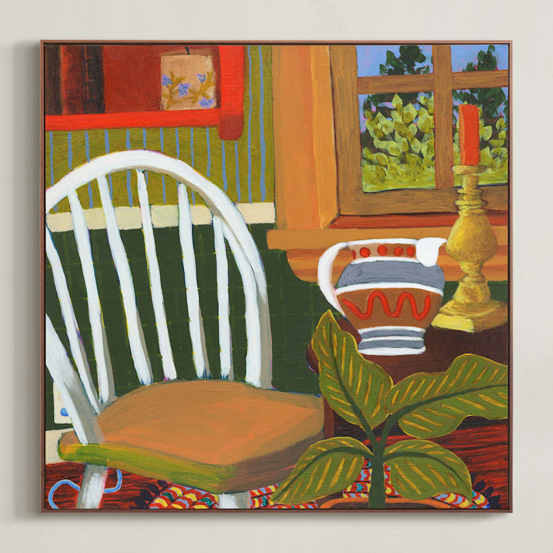 "Cozy Home" - Art Print in Yellow Ochre by Arrin Kartel - Framed Canvas