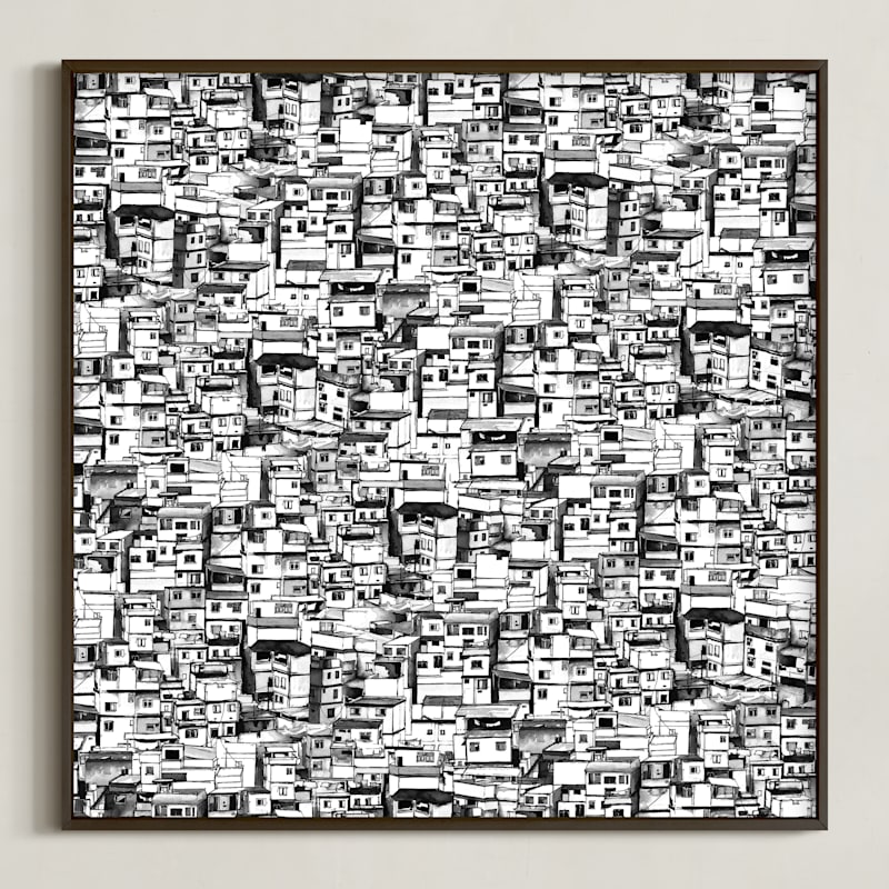 "Hillside" - Art Print in Ink by Elizabeth Kunkle - Framed