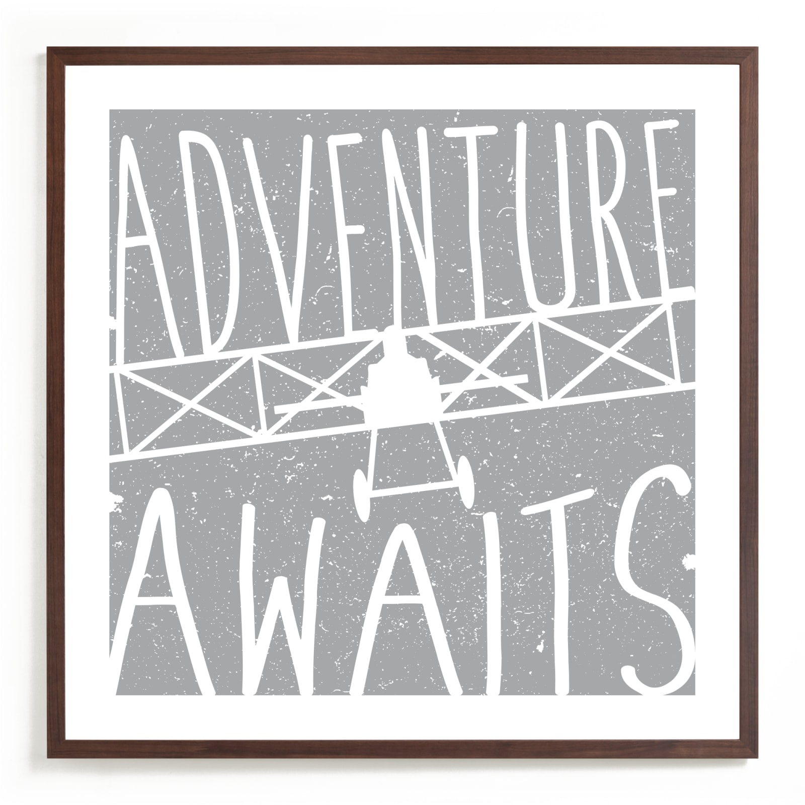 "Adventure Awaits Vintage Airplane" by Lorena Depante in beautiful frame options and a variety of sizes.