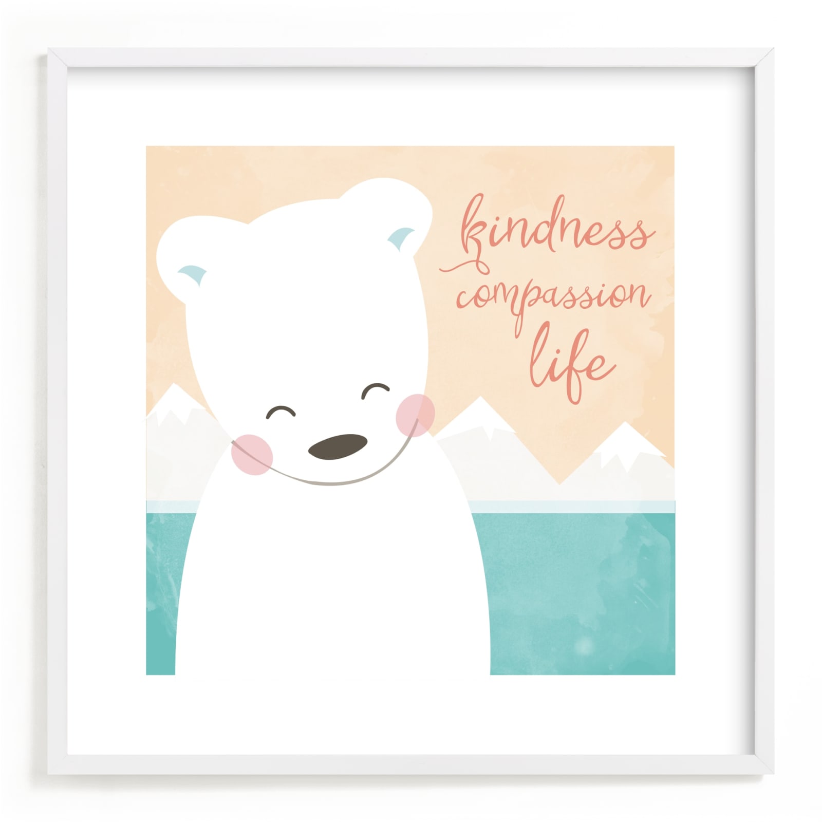 "kind polar bear" - Art Print by peetie design in beautiful frame options and a variety of sizes.