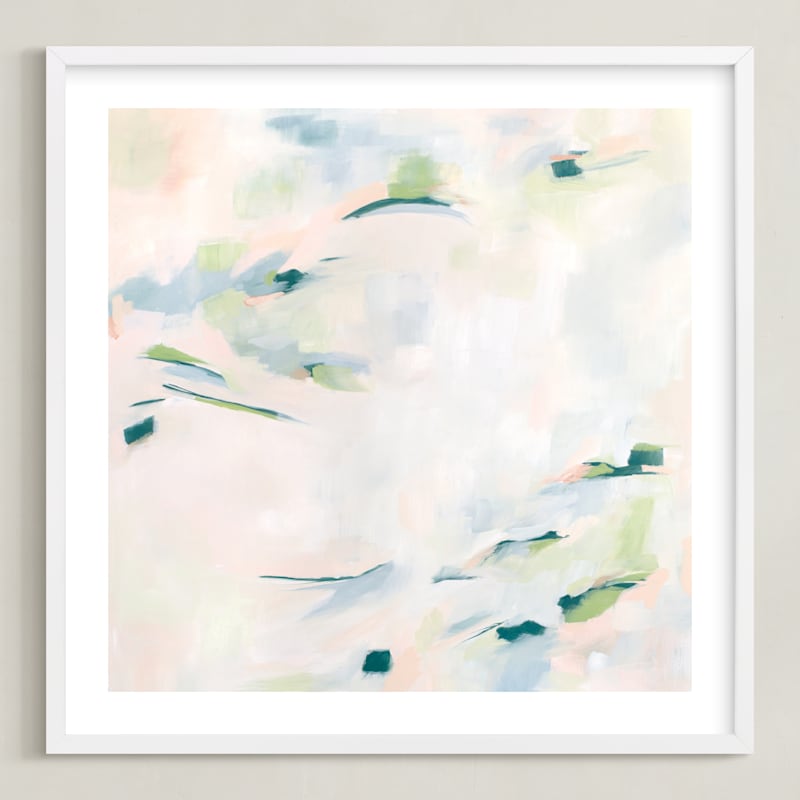 "Easy Peasy Lemon Squeezy" - Art Print in Smoky Blue by Michelle Boyd - Framed