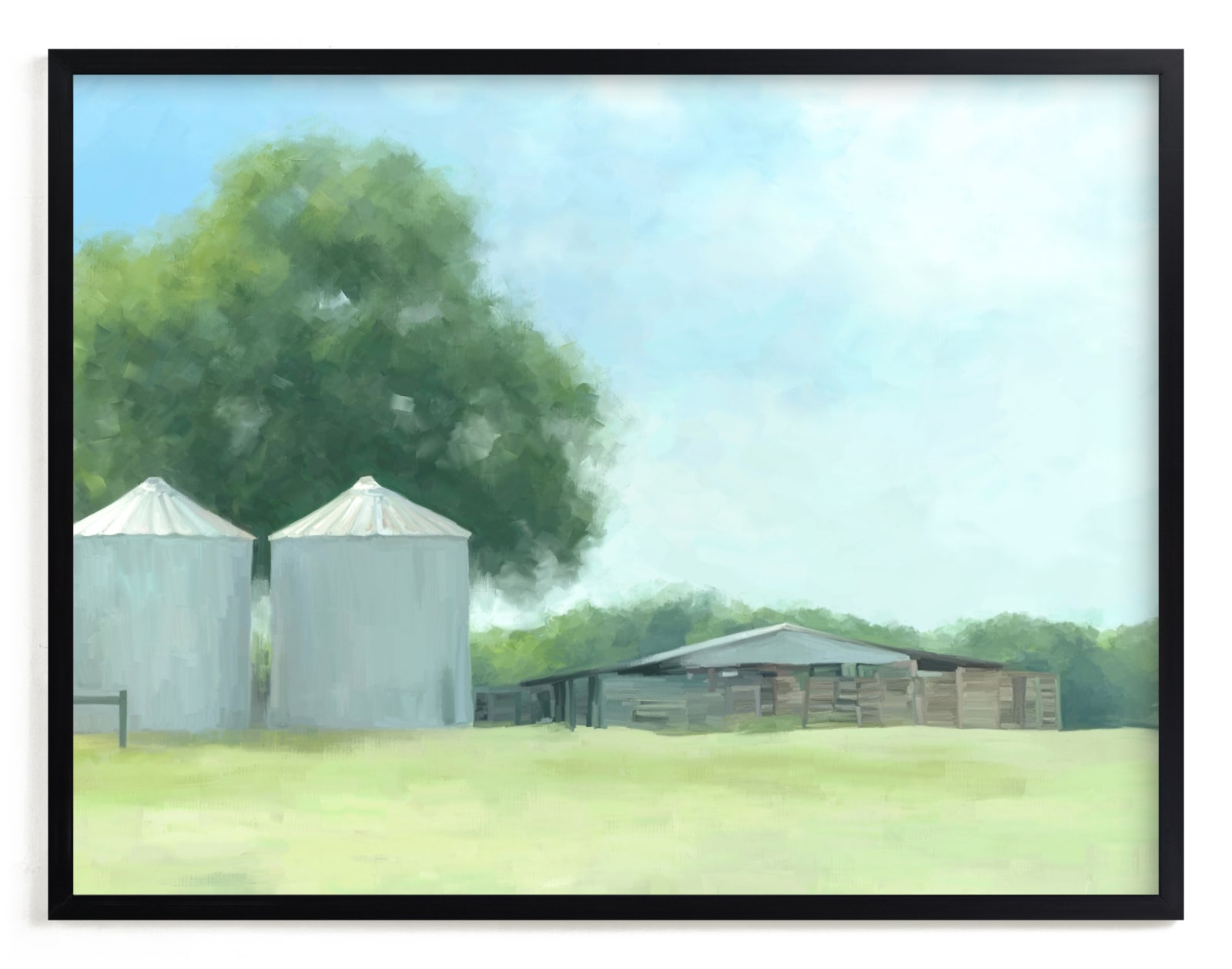 "Two Silos" - Limited Edition Art Print by Amy Hall in beautiful frame options and a variety of sizes.