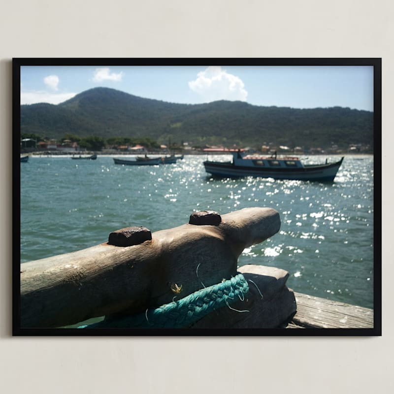 "Fishermen's Dock" - Art Print in Forest Green by Marco Augusto Ferreira - Framed