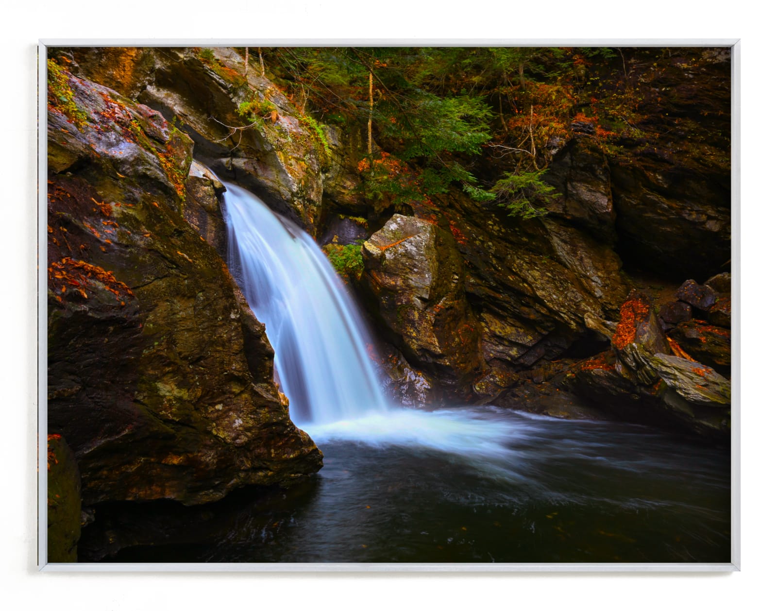 "Bingham Falls, Stowe, Vermont" by Abby Ehntholt in beautiful frame options and a variety of sizes.