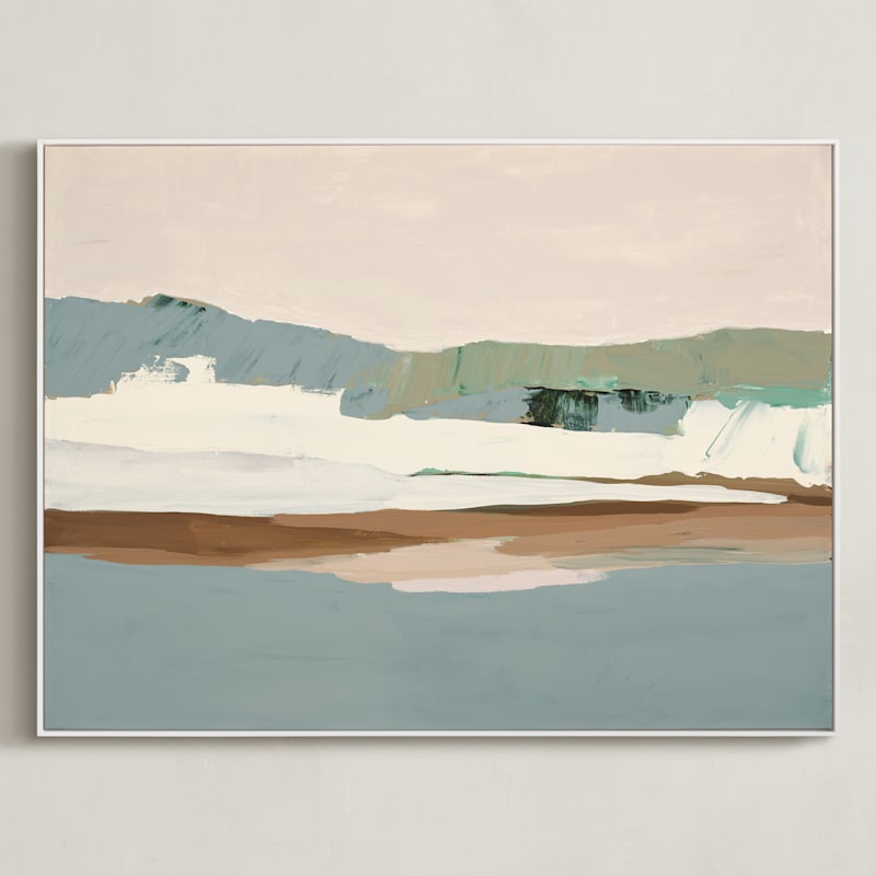 "Slate Gray Seascape" - Art Print in Slate Gray Blue by Caryn Owen - Framed Canvas