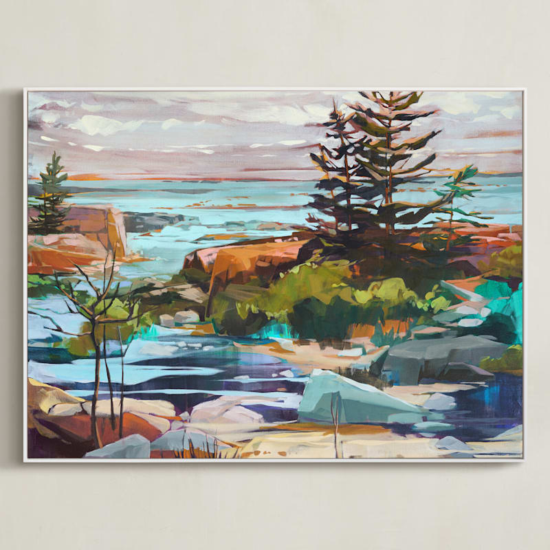 "For Shore" - Art Print in Lagoon by Jess Franks - Framed Canvas