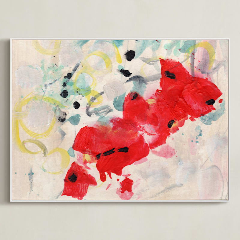 "gathering" - Art Print in Cherry Red by Lindsay Megahed - Framed Canvas