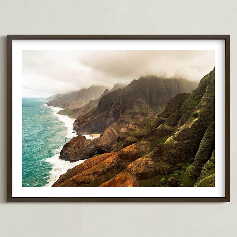 "Na Pali Coast, Kauai, HI" - Art Print in White by TImothy Mollen - Framed