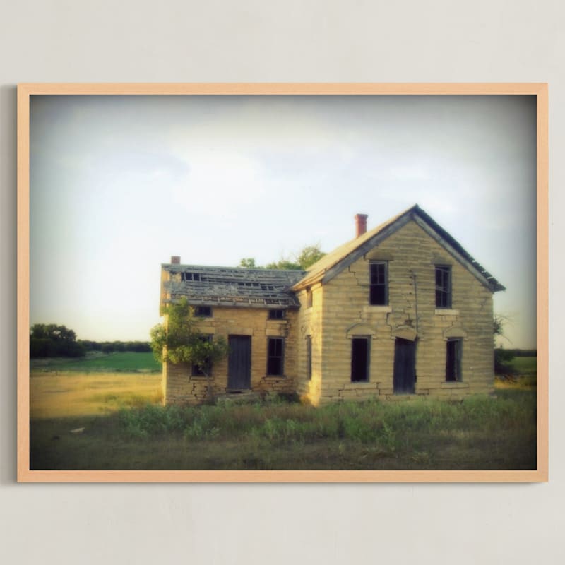 "House of Stone" - Art Print in stone yellow by Eric Eikenbary - Framed