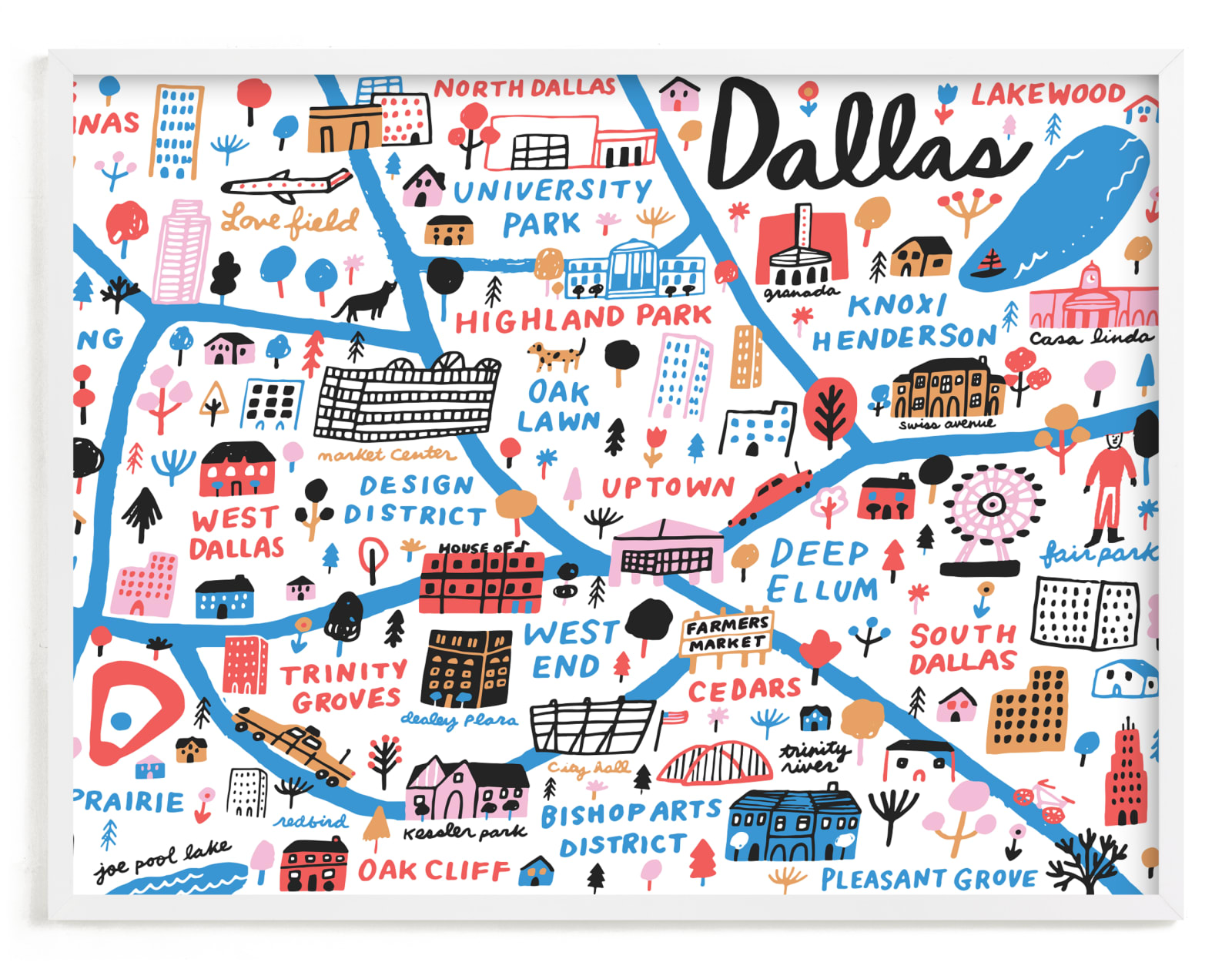 "I Love Dallas" - Limited Edition Art Print by Jordan Sondler in beautiful frame options and a variety of sizes.